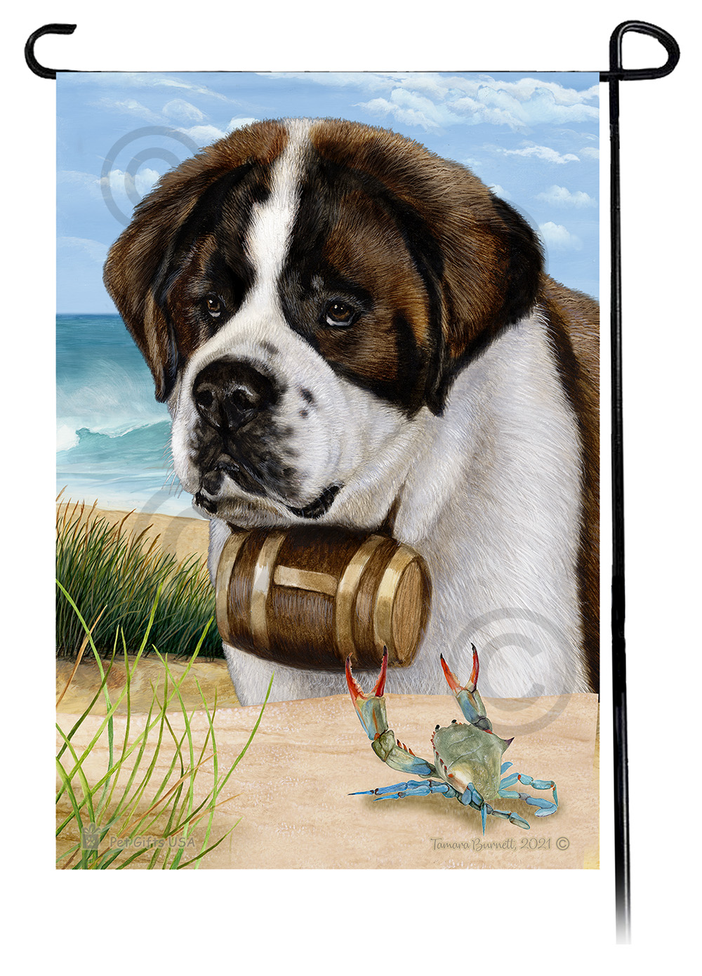 Saint Bernard Summer Beach Garden Flag image