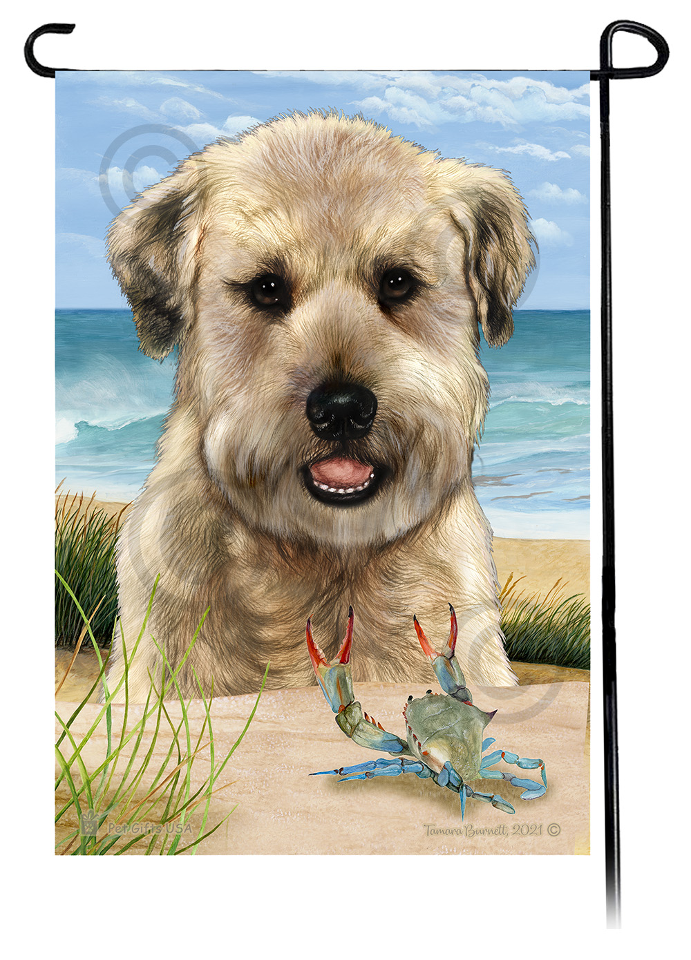 Soft Coated Wheaten Puppy Cut Summer Beach Garden Flag image