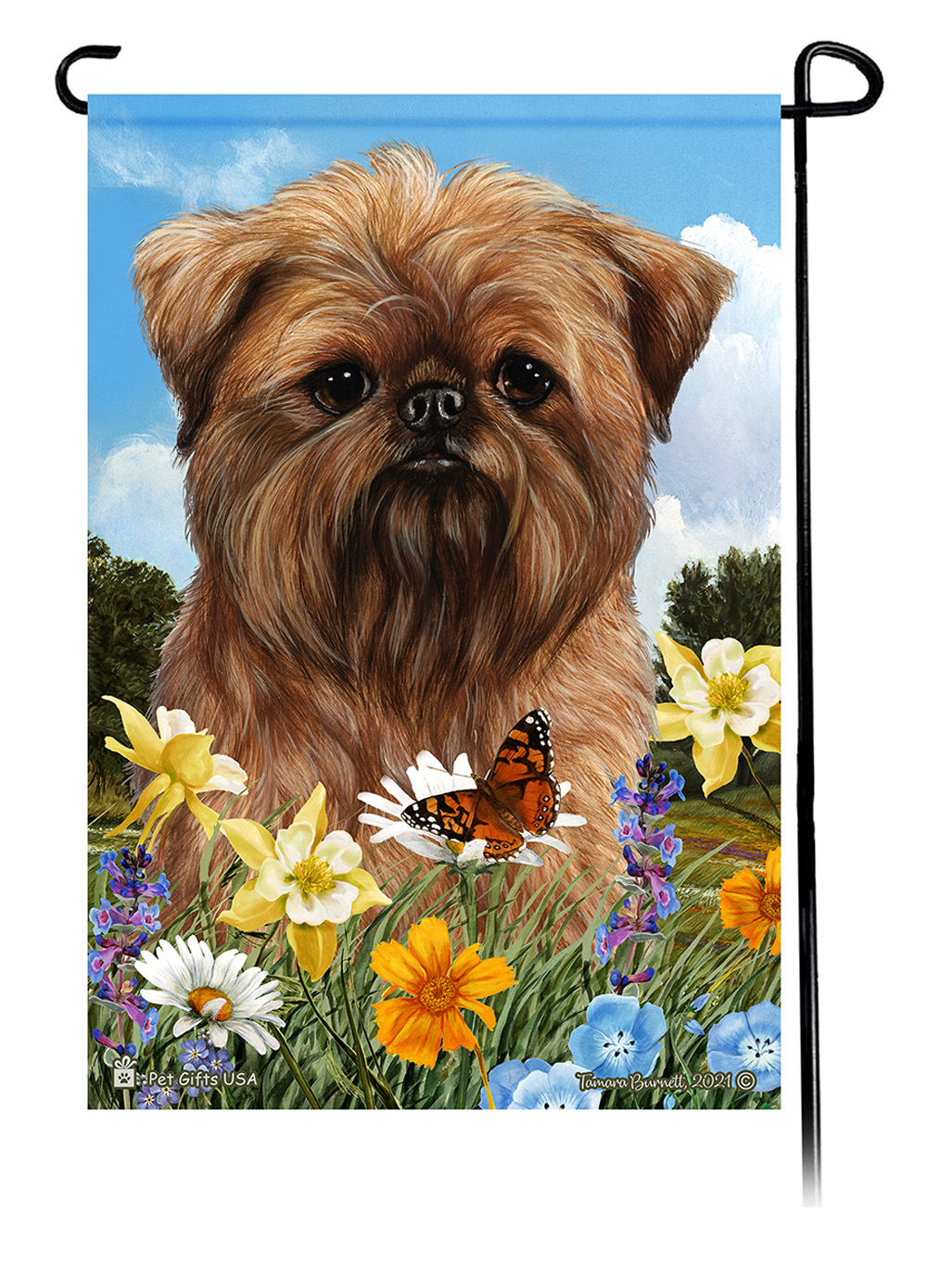Brussels Griffon Summer Flowers Garden Flag image