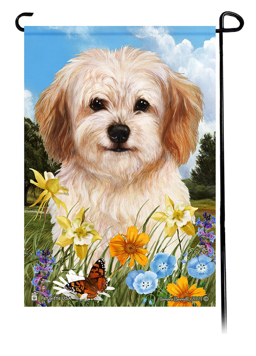 Cavachon Summer Flowers Garden Flag image