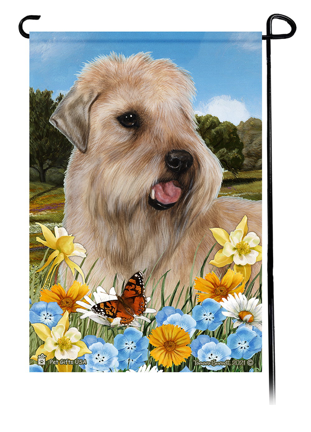 Soft Coated Wheaten Show Cut Summer Flowers Garden Flag image