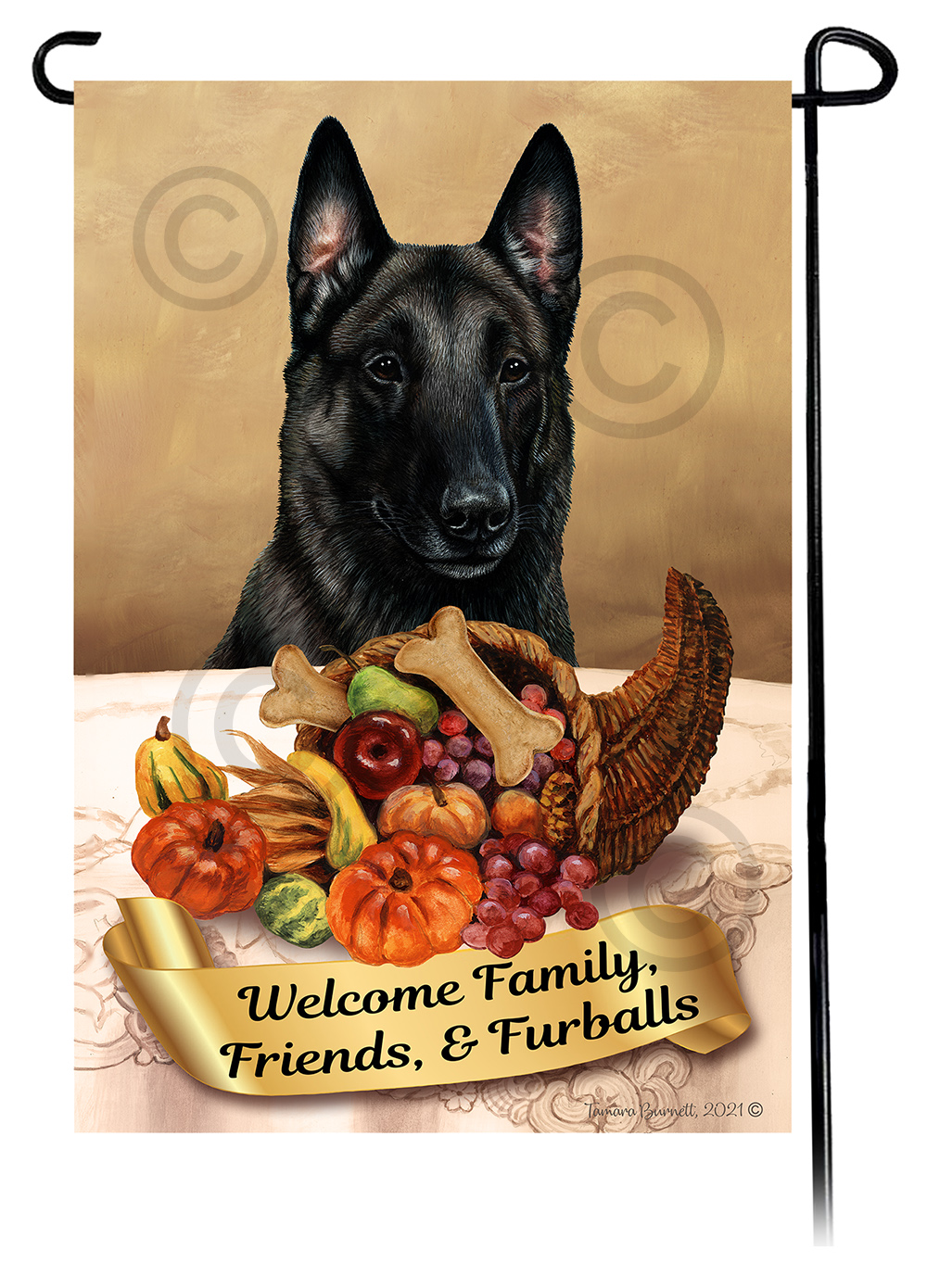 Belgian Malinois Black  Thanksgiving - Garden Flag image