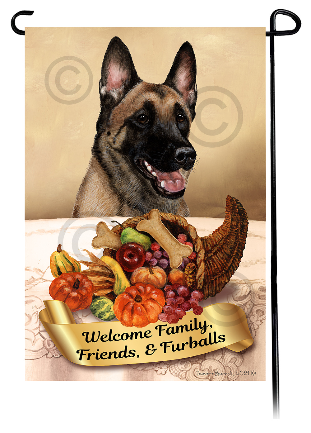 Belgain Malinois Fawn Smiling Thanksgiving - Garden Flag image