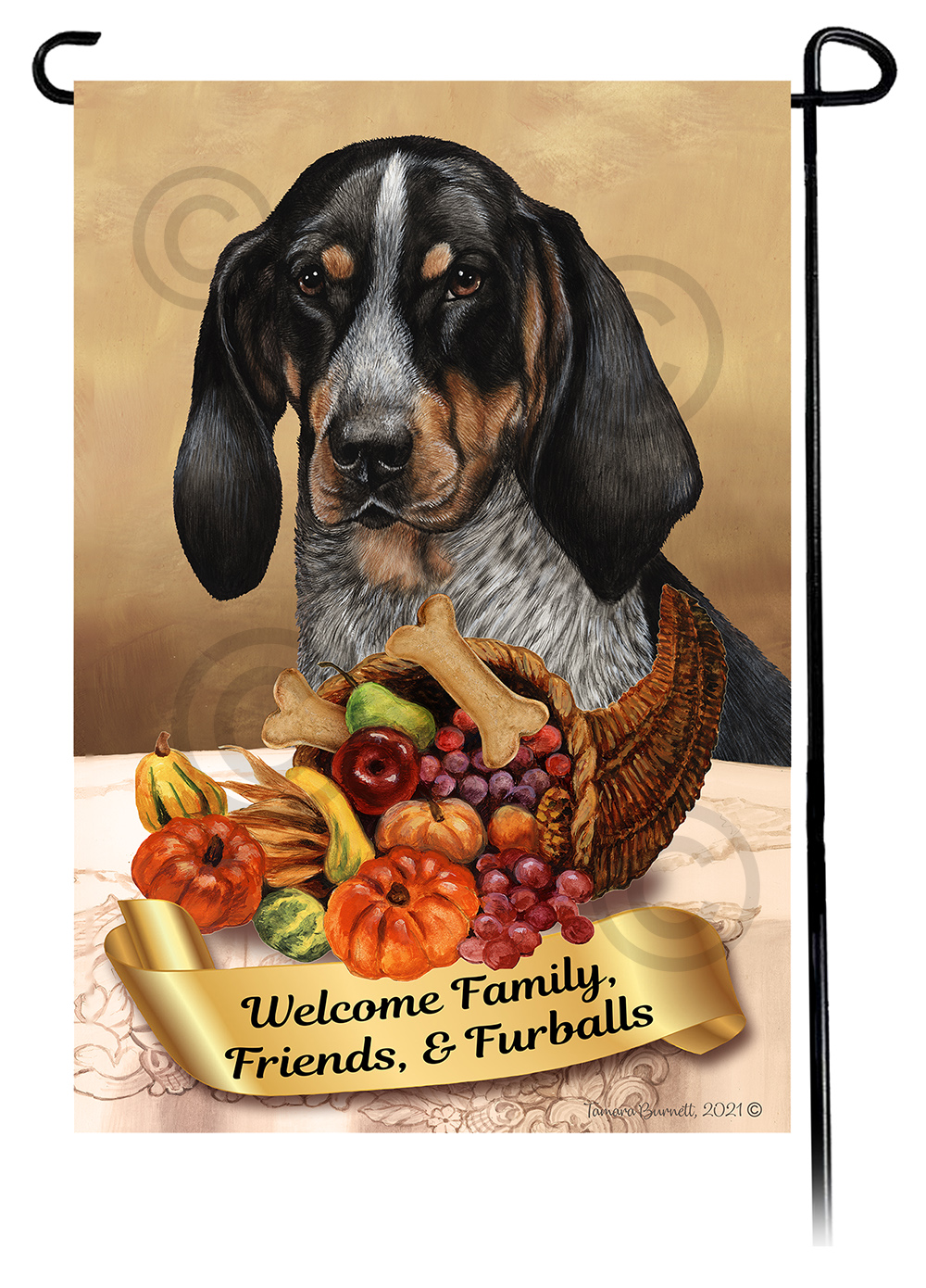 Coonhound Bluetick  Thanksgiving - Garden Flag image