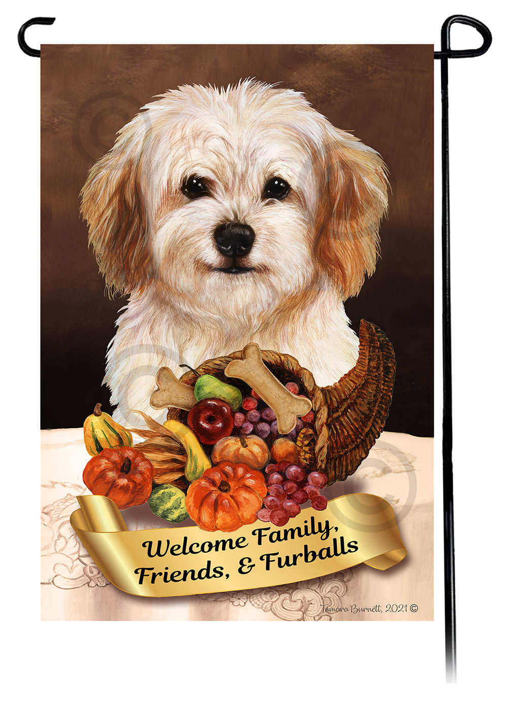 Cavachon Thanksgiving - Garden Flag Image