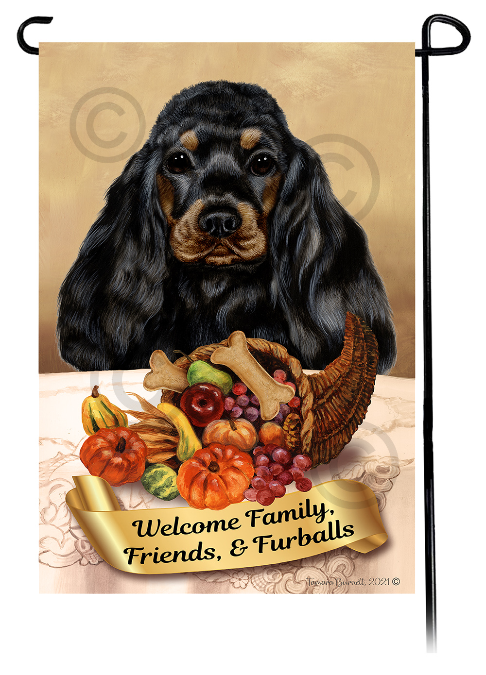 Cocker Spaniel Black & Tan  Thanksgiving - Garden Flag image