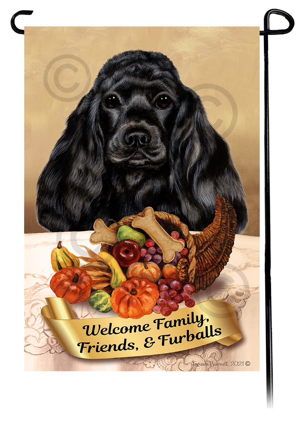 Cocker Spaniel Black  Thanksgiving - Garden Flag Image