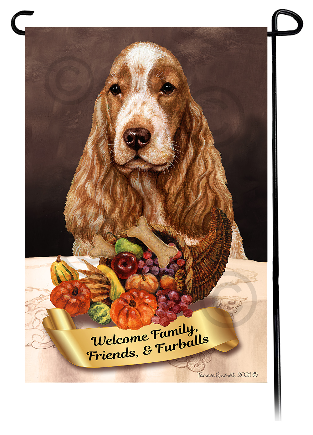 English Cocker Orange Roan  Thanksgiving - Garden Flag Image