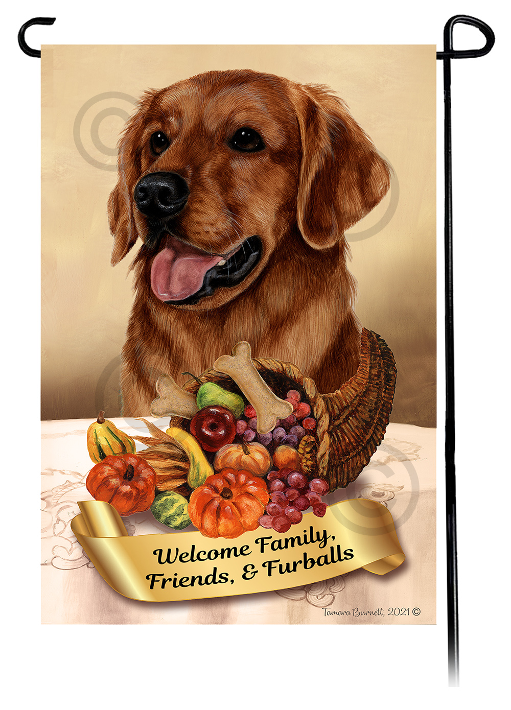 Golden Retriever Red Thanksgiving - Garden Flag image