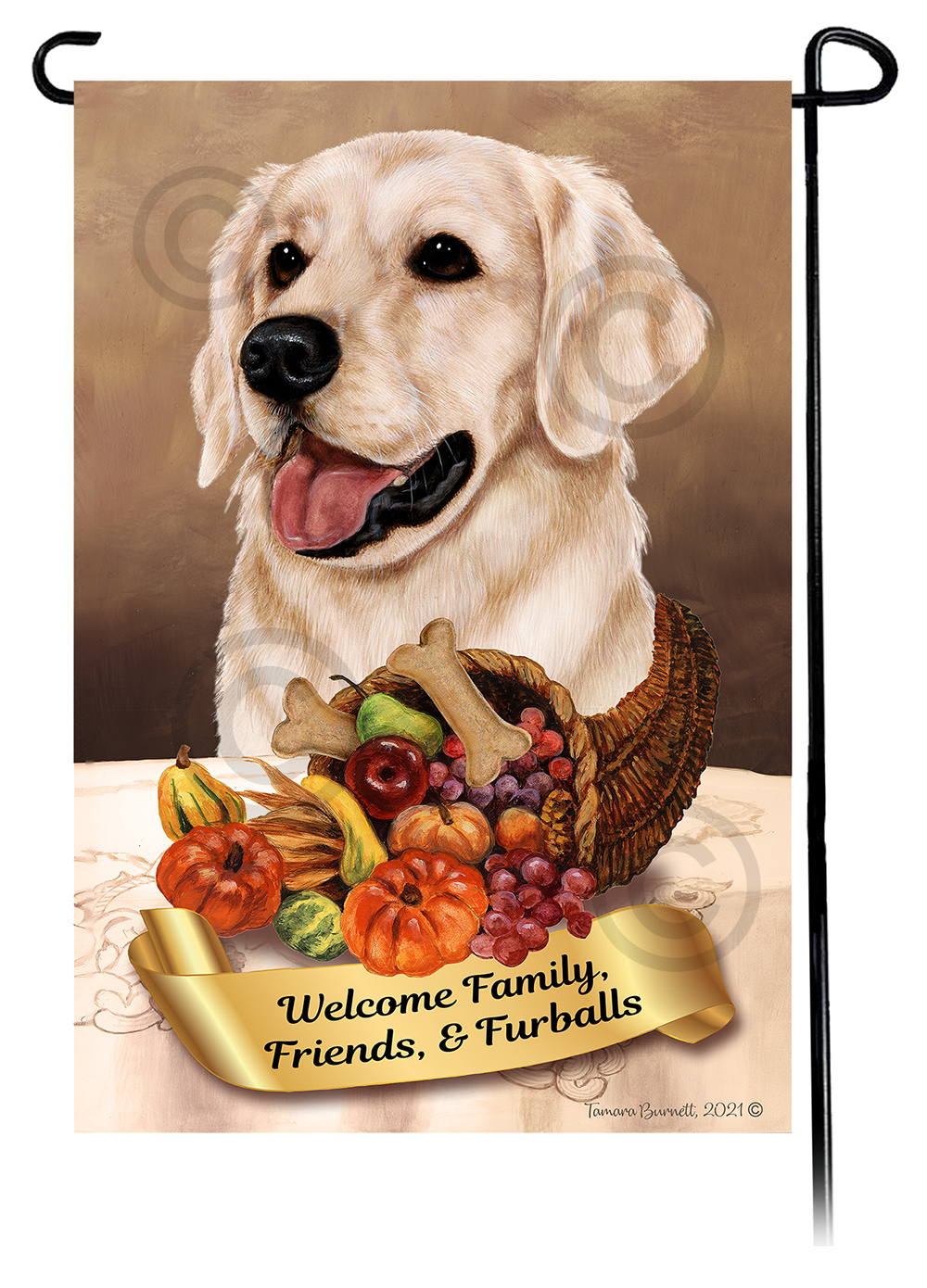 Golden Retriever White  Thanksgiving - Garden Flag image