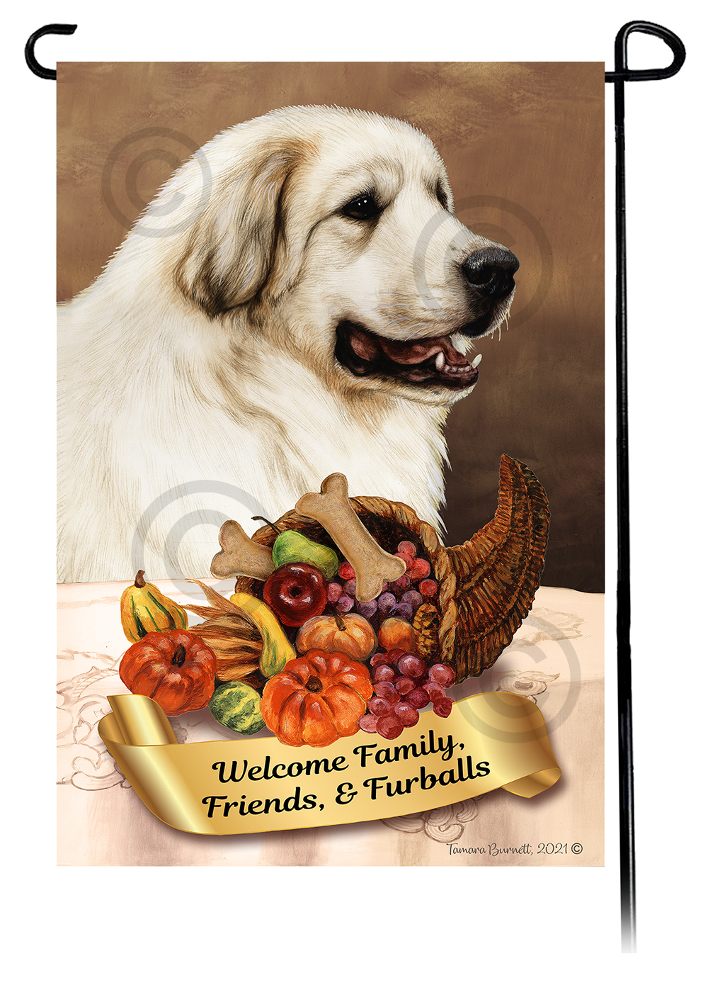 Great Pyrenees  Thanksgiving - Garden Flag image