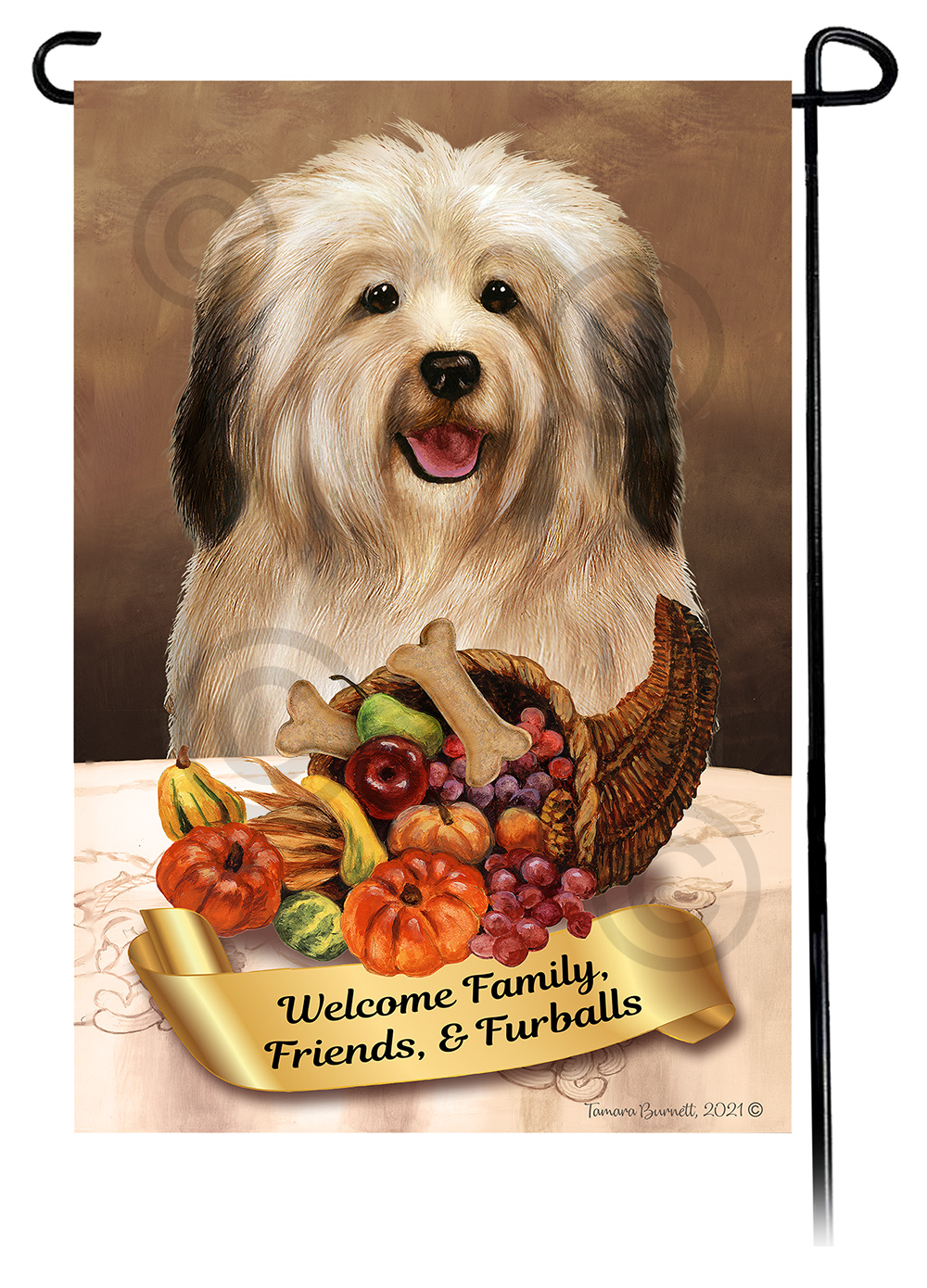 Havanese Cream Sable (Long) Thanksgiving - Garden Flag image