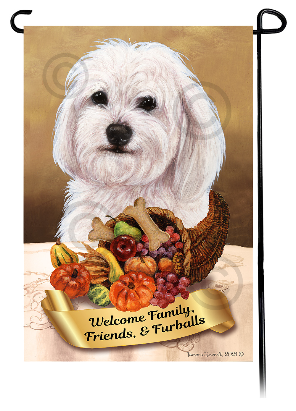 Havanese White  Thanksgiving - Garden Flag image
