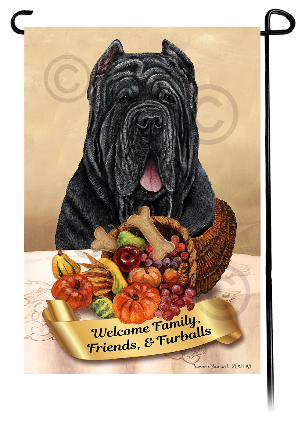 Neo Mastiff Black Cropped  Thanksgiving - Garden Flag image