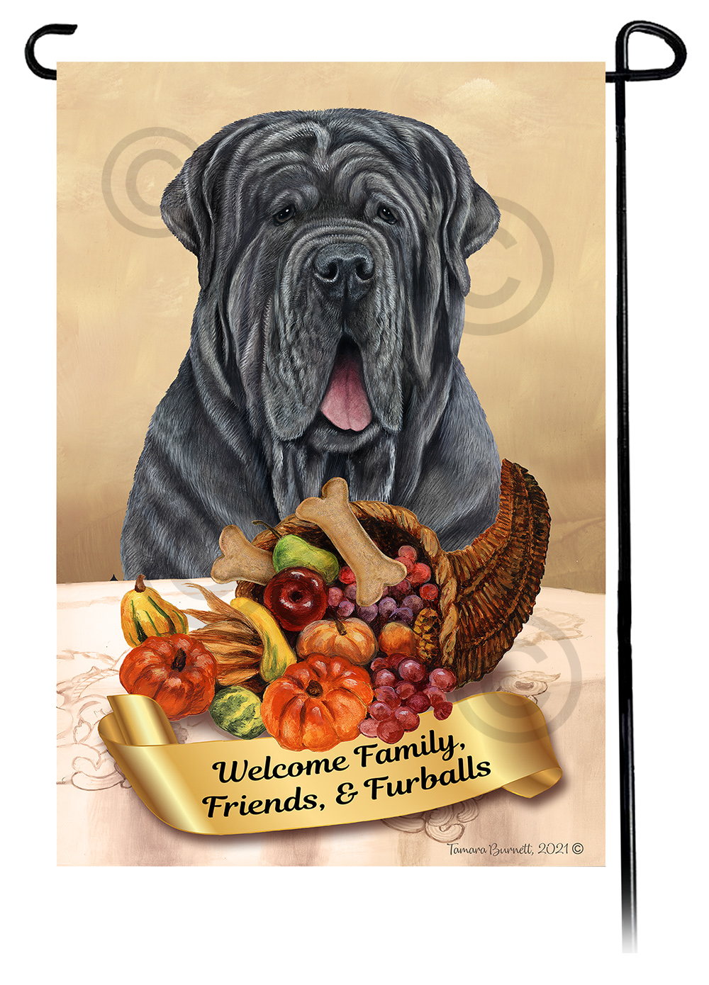 Neo Mastiff Blue Uncropped  Thanksgiving - Garden Flag image