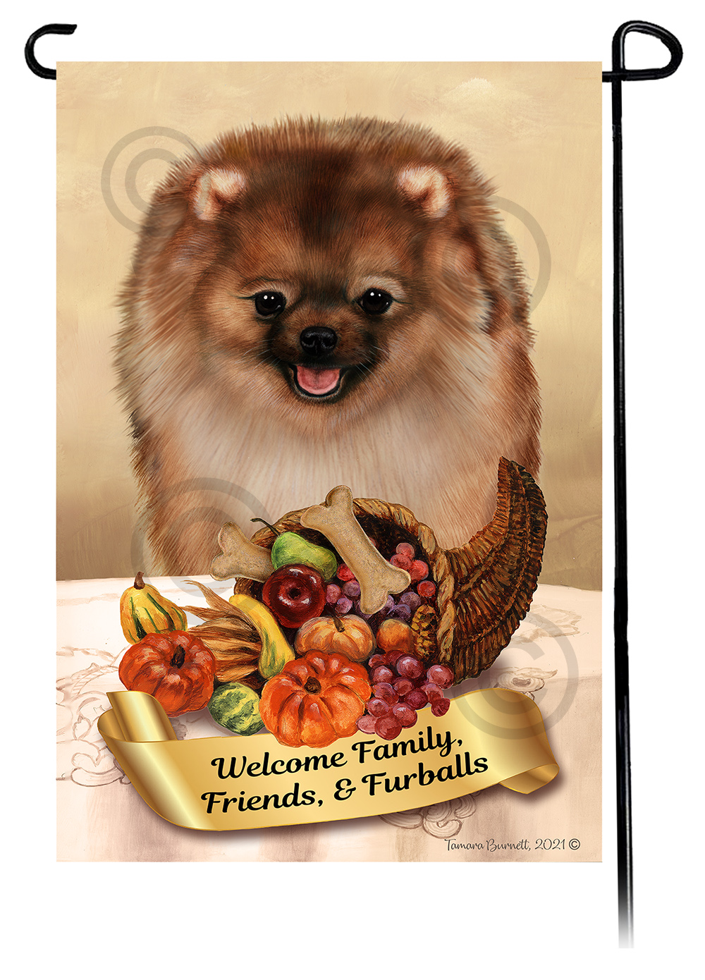 Pomeranian Sable  Thanksgiving - Garden Flag image