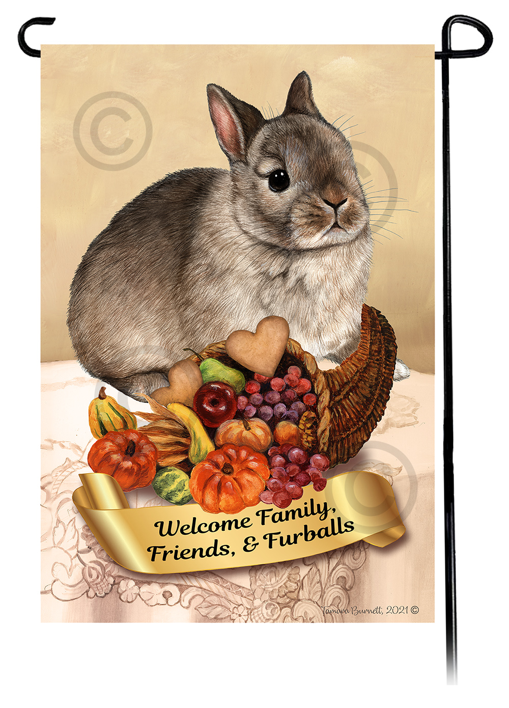 Rabbit Netherland Dwarf Aguati Thanksgiving - Garden Flag image