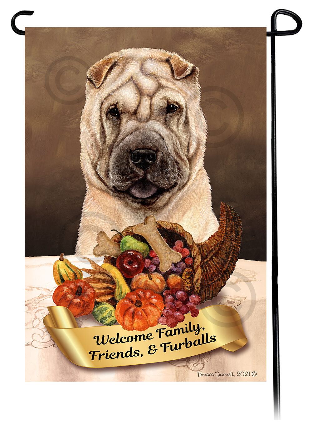 Shar Pei Cream  Thanksgiving - Garden Flag image