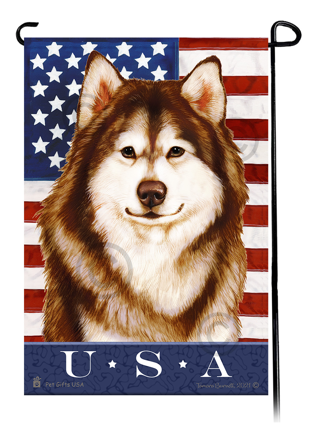 Alaskan Malamute Red and White True Blue Garden Flag image