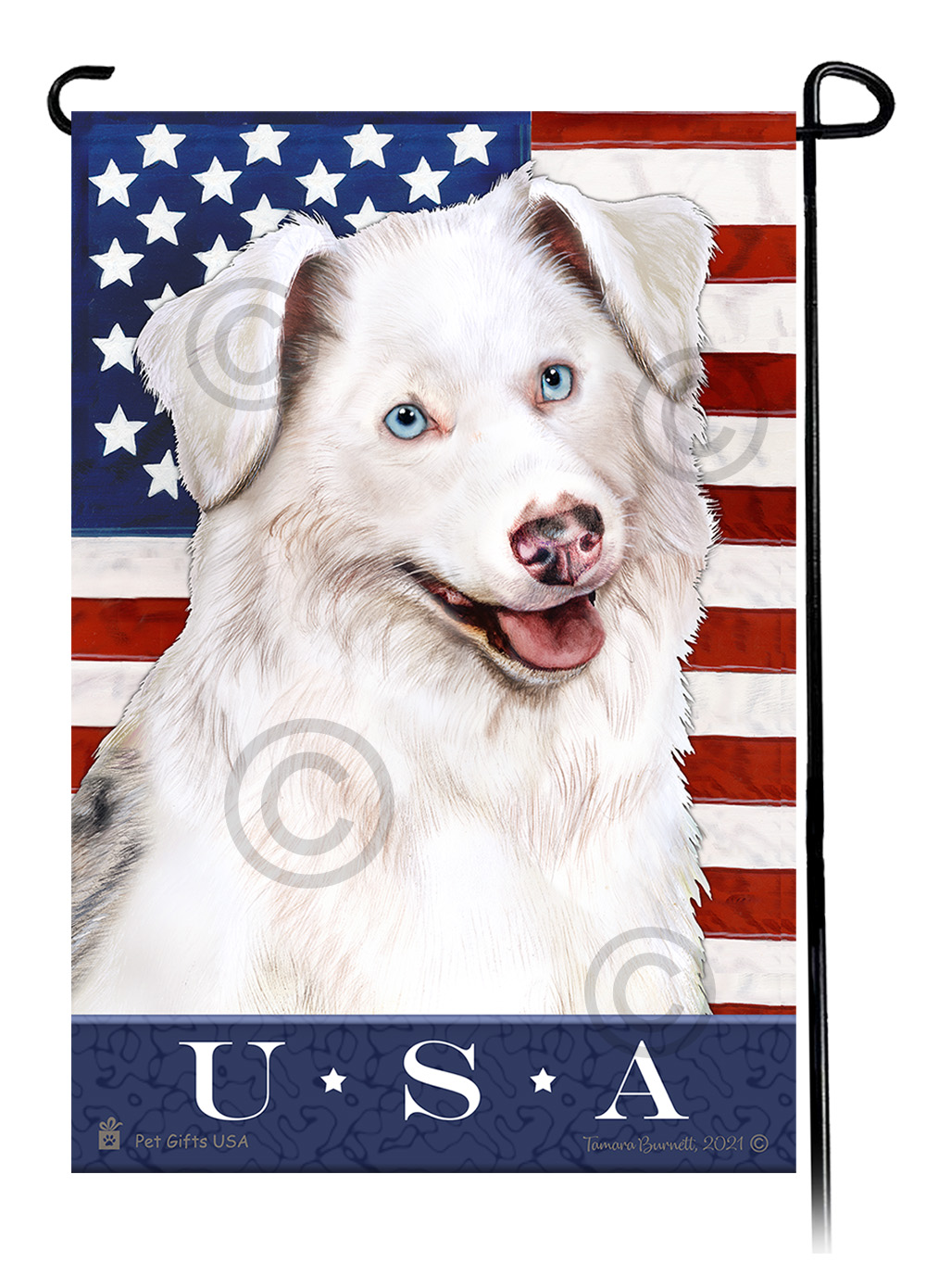 Australian Shepherd White True Blue Garden Flag image