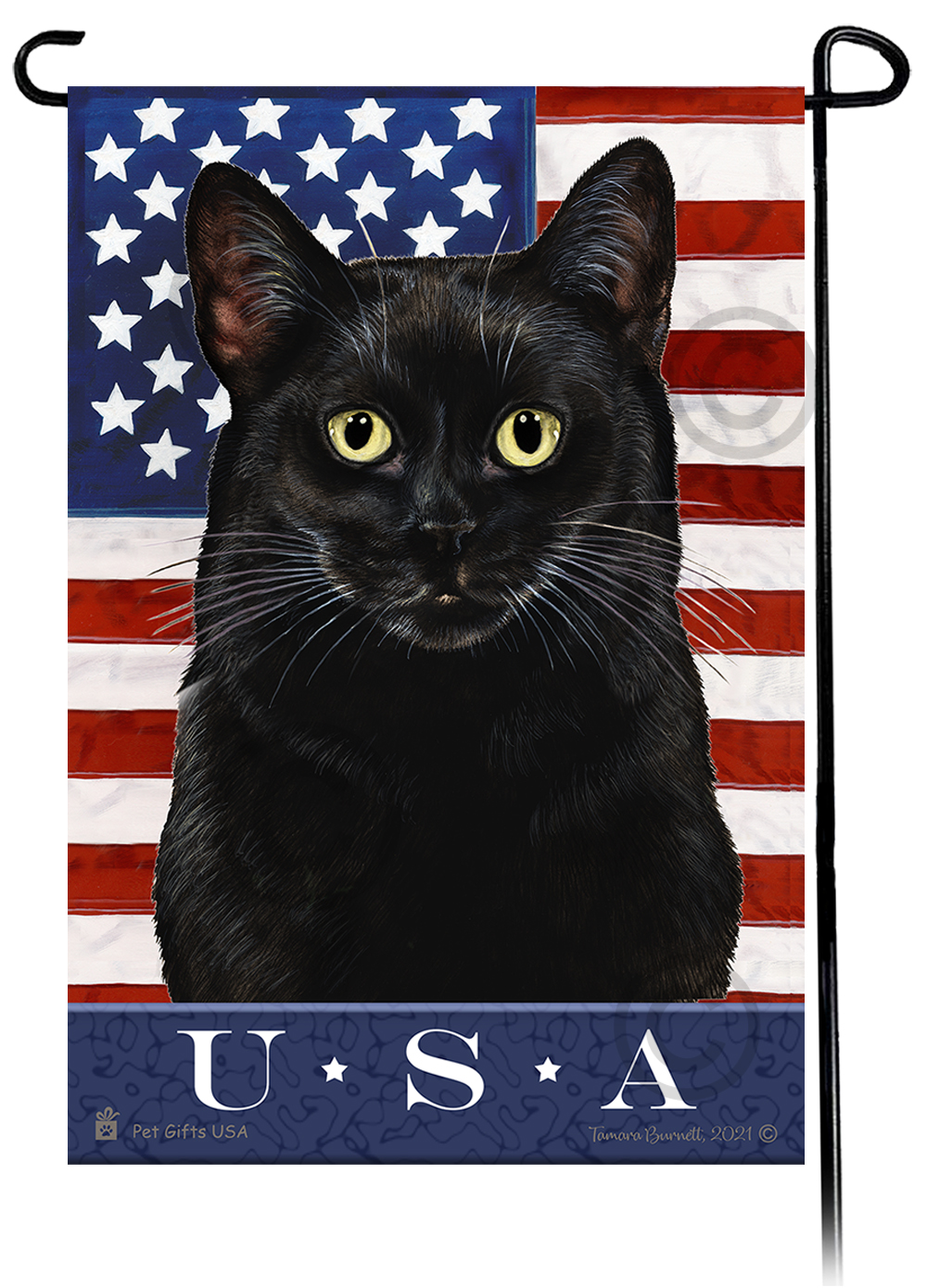 Black Cat Style 2 True Blue Garden Flag image