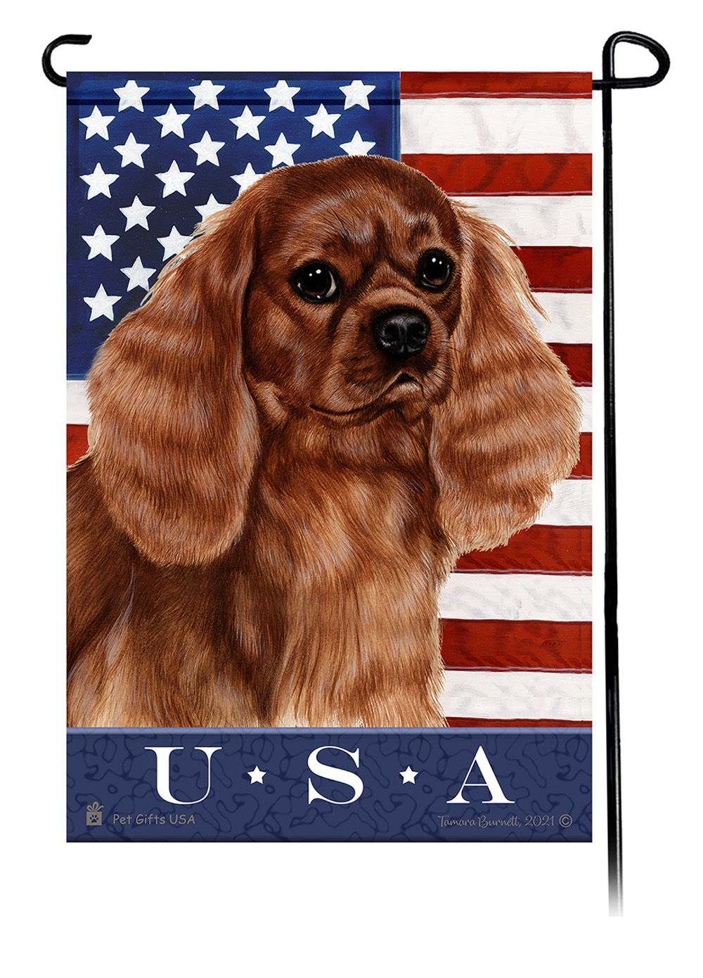 Cavalier Ruby True Blue Garden Flag image