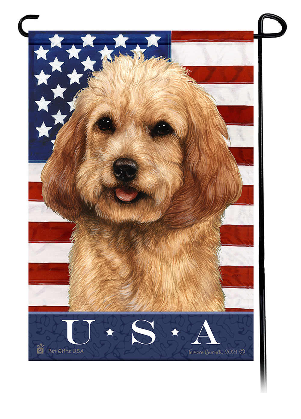 Cockapoo Blonde True Blue Garden Flag image