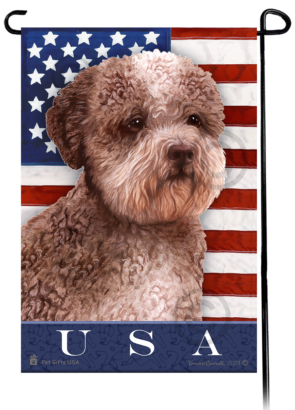 Lagotto Romagnolo Brown Roan True Blue Garden Flag image