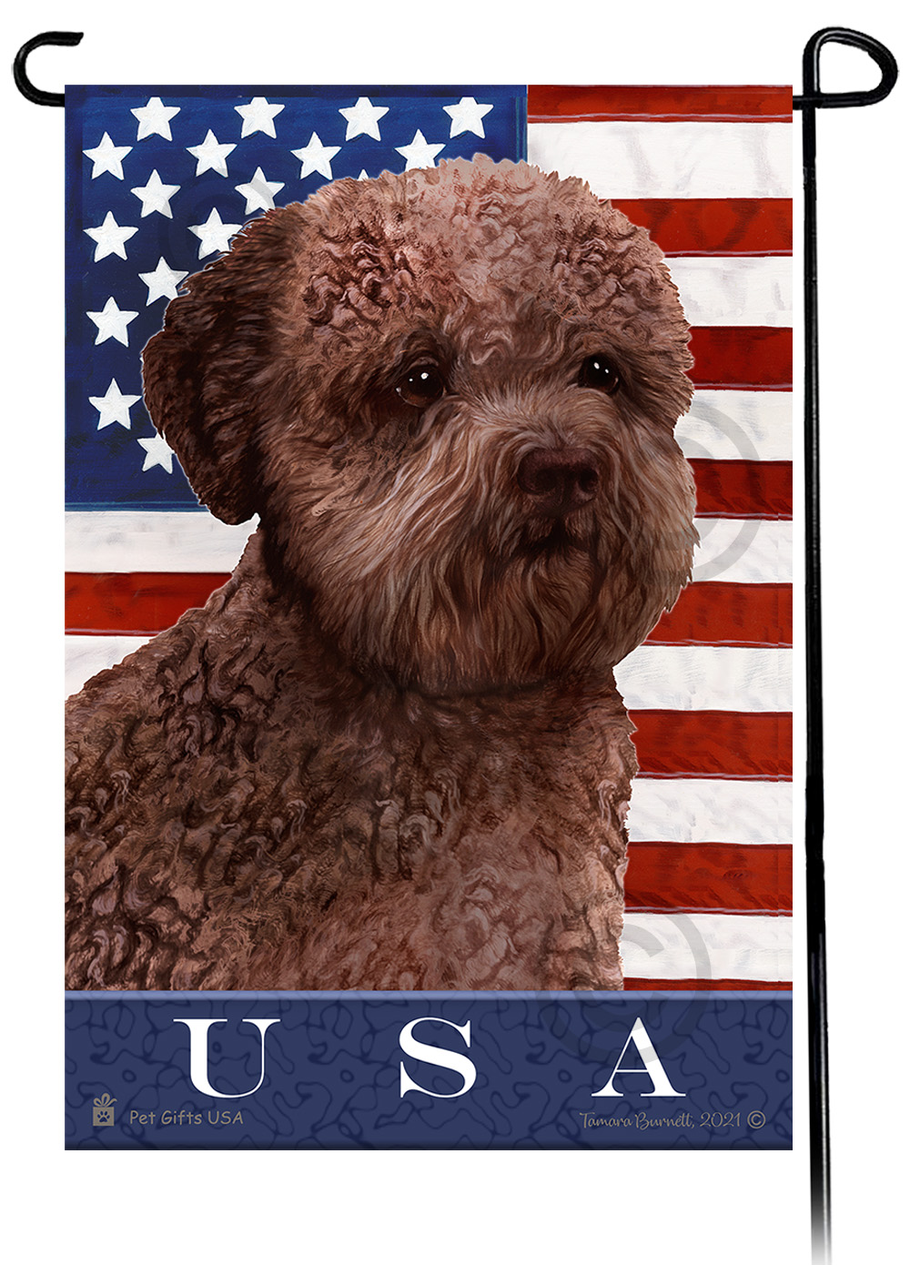 Lagotto Romagnolo Brown True Blue Garden Flag image