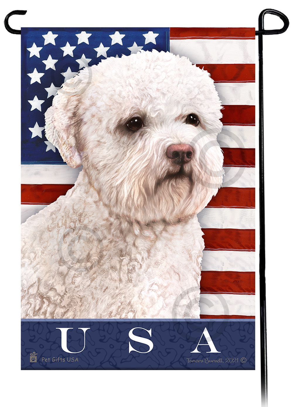 Lagotto Romagnolo White True Blue Garden Flag image