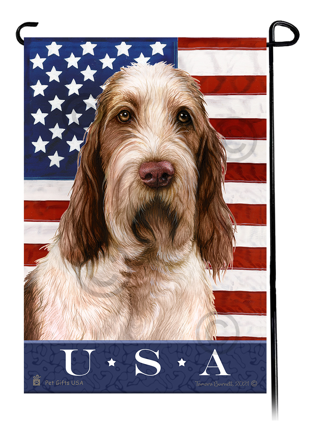 Spinone Italiano Brown and White True Blue Garden Flag image