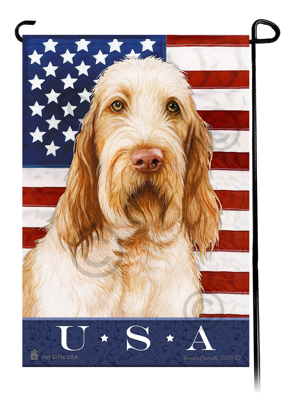 Spinone Italiano Orange and White True Blue Garden Flag image