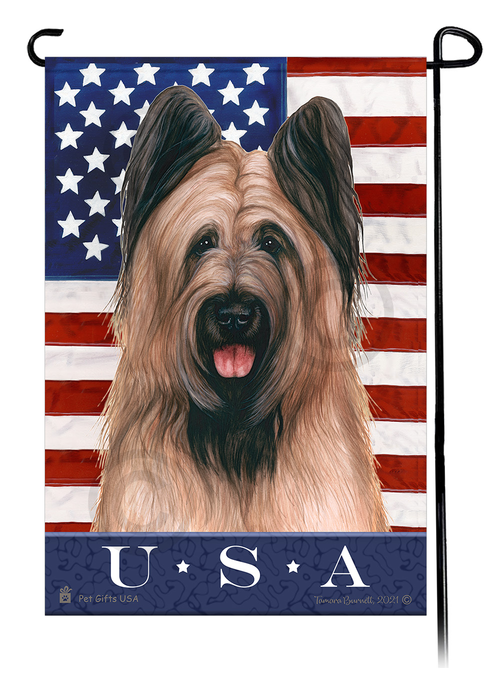 Briard Fawn Cropped Ears True Blue - Garden Flag image