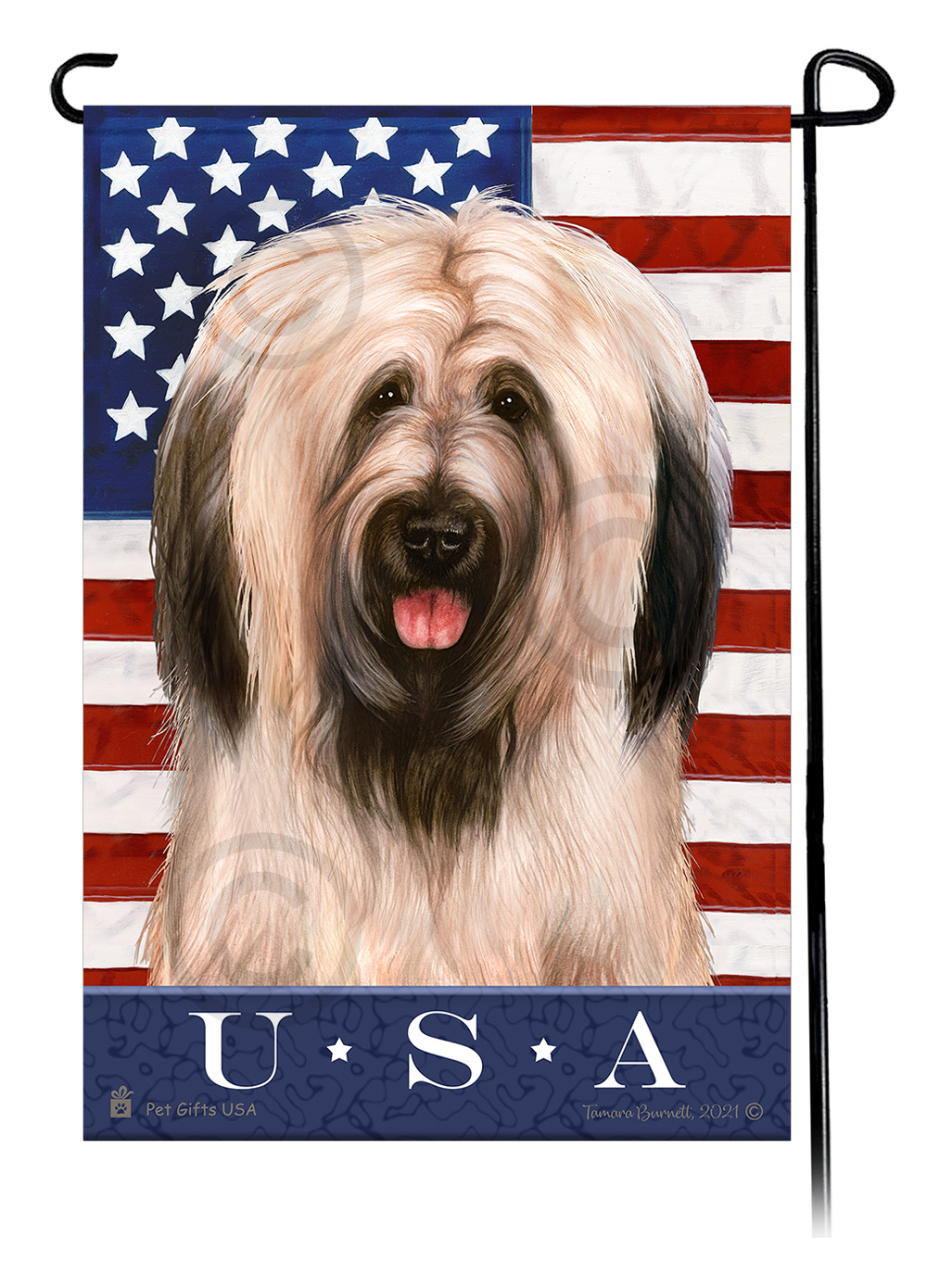Briard Light Fawn Uncropped Ears True Blue - Garden Flag Image