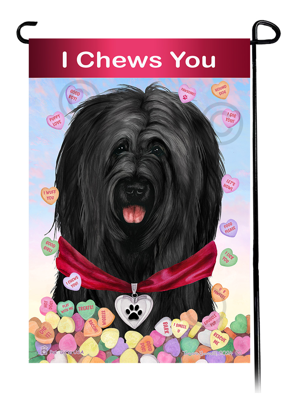 Briard Black Uncropped - Valentine Sweetheart Garden Flag image Briard Black Uncropped - Valentine Sweetheart Garden Flag image