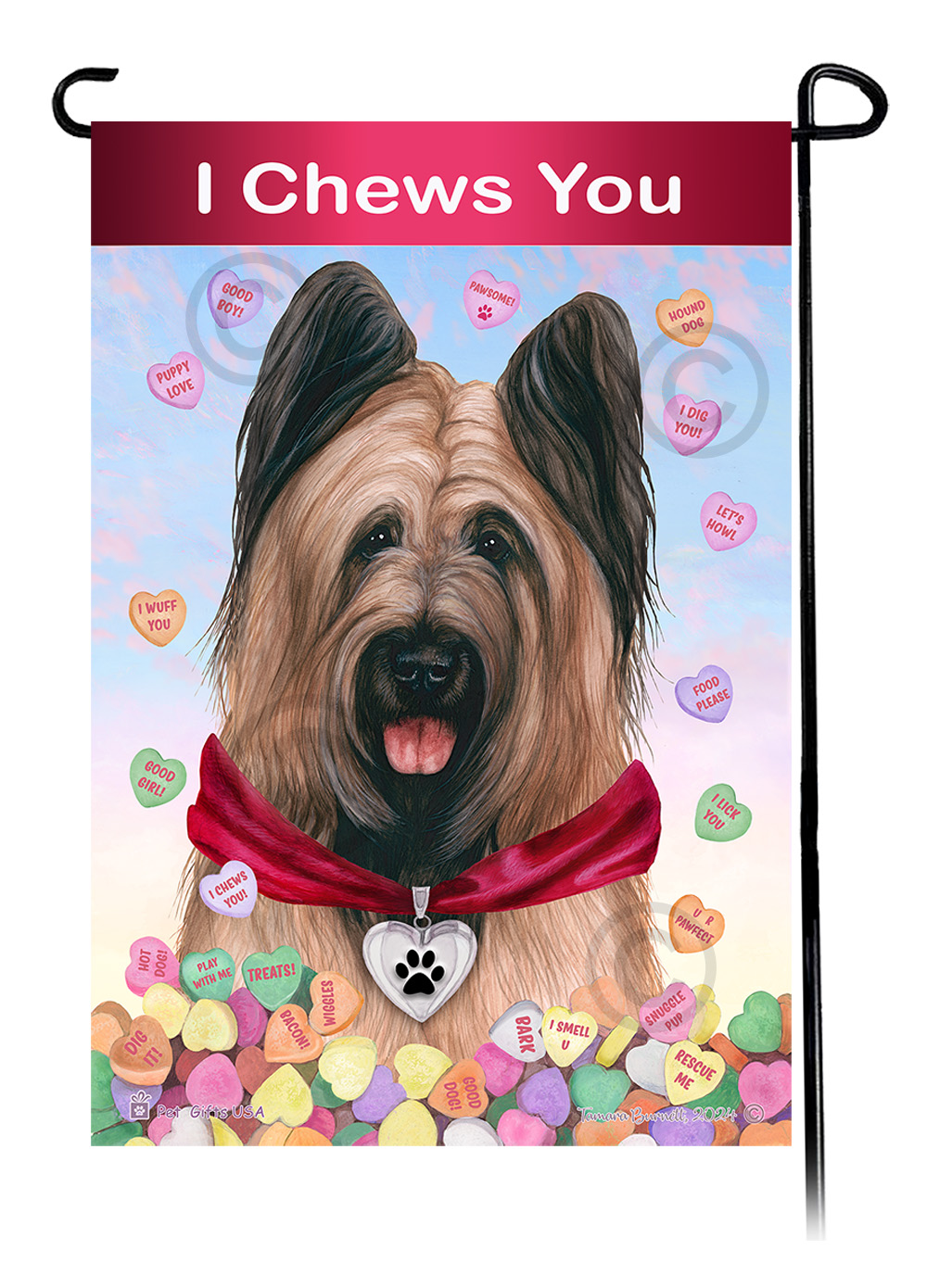 Briard Fawn Cropped - Valentine Sweetheart Garden Flag image Briard Fawn Cropped - Valentine Sweetheart Garden Flag image