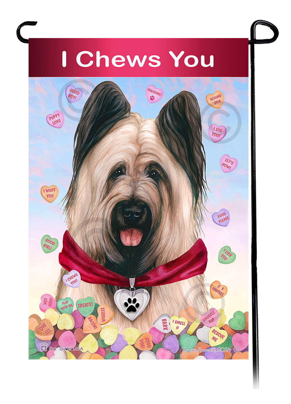 Briard Light Fawn Cropped - Valentine Sweetheart Garden Flag image Briard Light Fawn Cropped - Valentine Sweetheart Garden Flag image