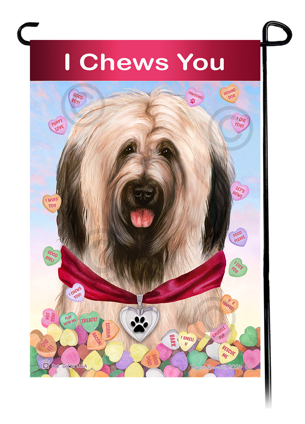 Briard Light Fawn Uncropped - Valentine Sweetheart Garden Flag image Briard Light Fawn Uncropped - Valentine Sweetheart Garden Flag image