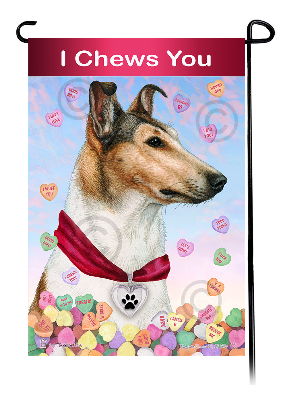 Smooth Collie Sable and White - Valentine Sweetheart Garden Flag image