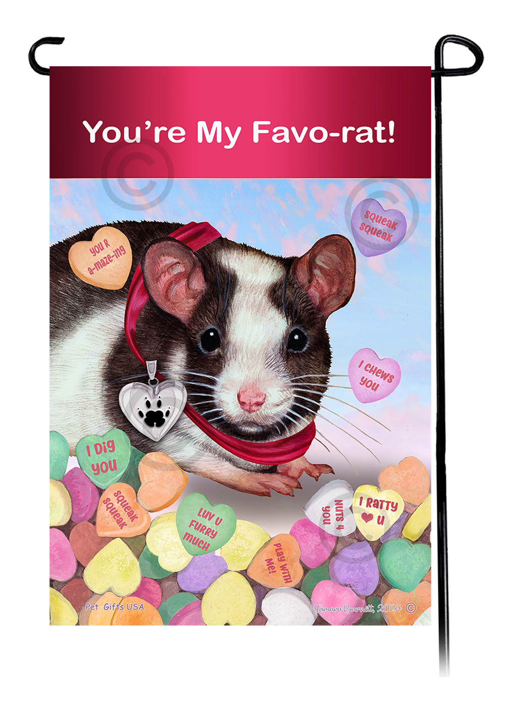 Small Animal Valentines Sweetheart Garden Flags sample image