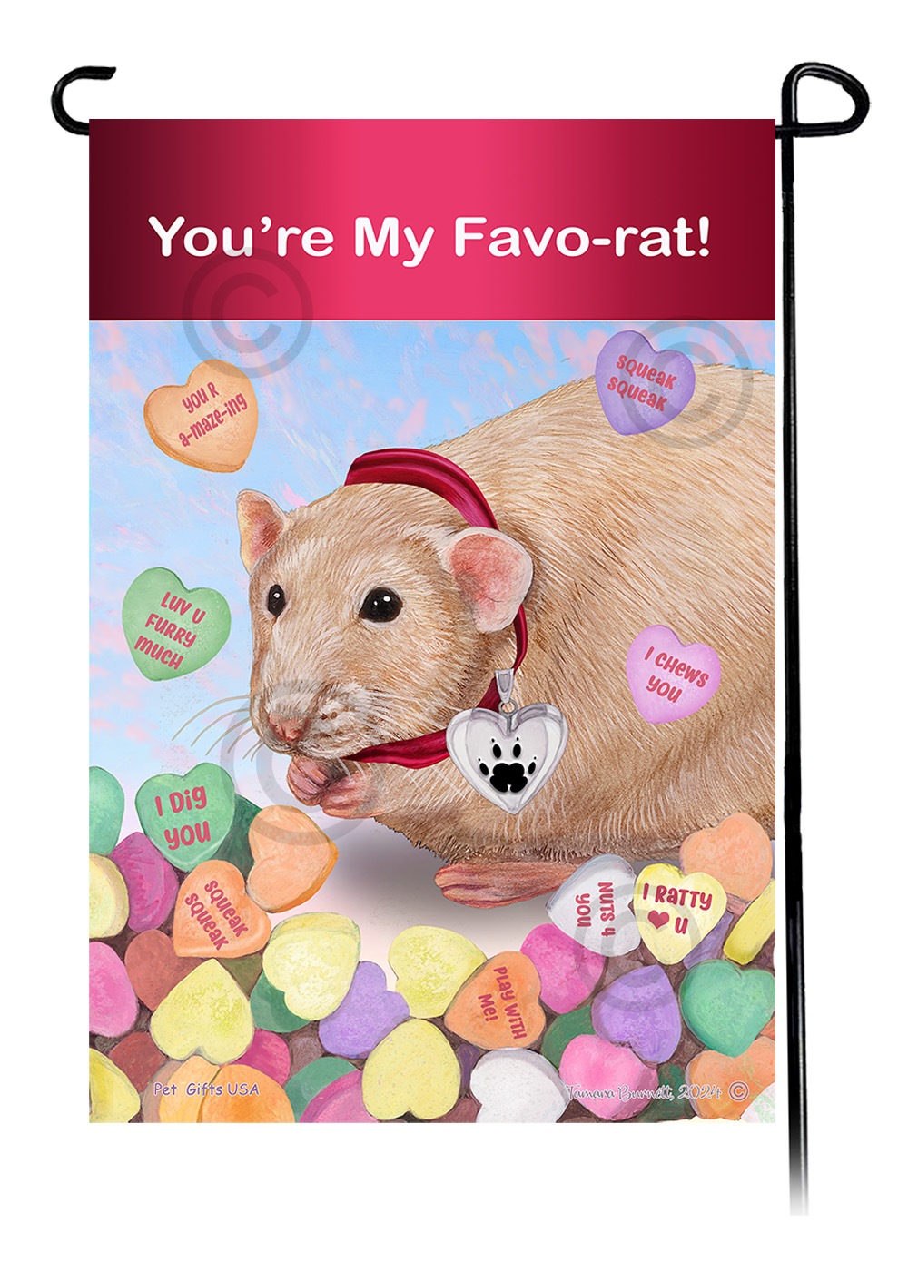 Rat Light Cream Solid - Valentine Sweetheart Garden Flag image
