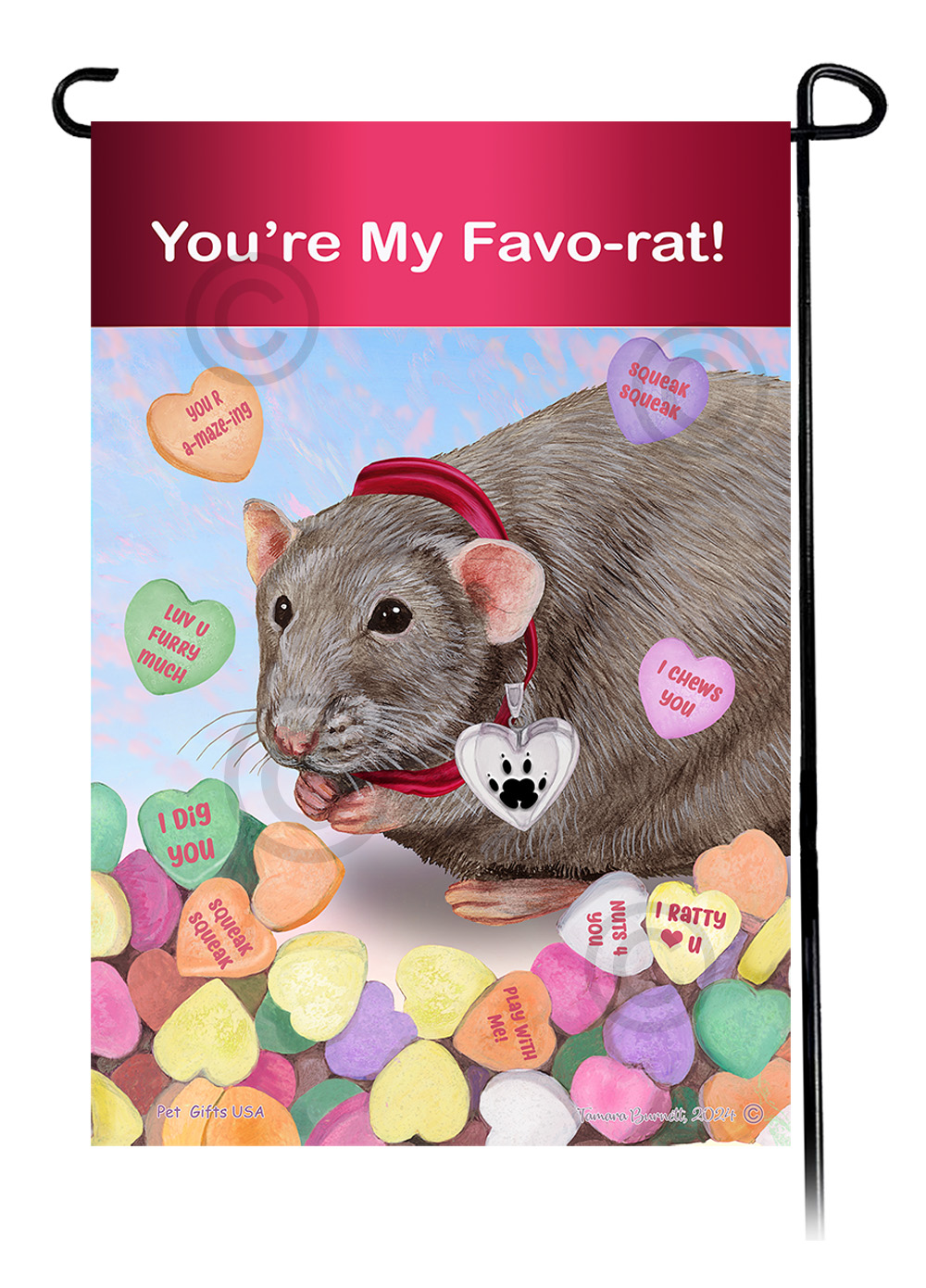 Rat Light Grey Solid - Valentine Sweetheart Garden Flag image