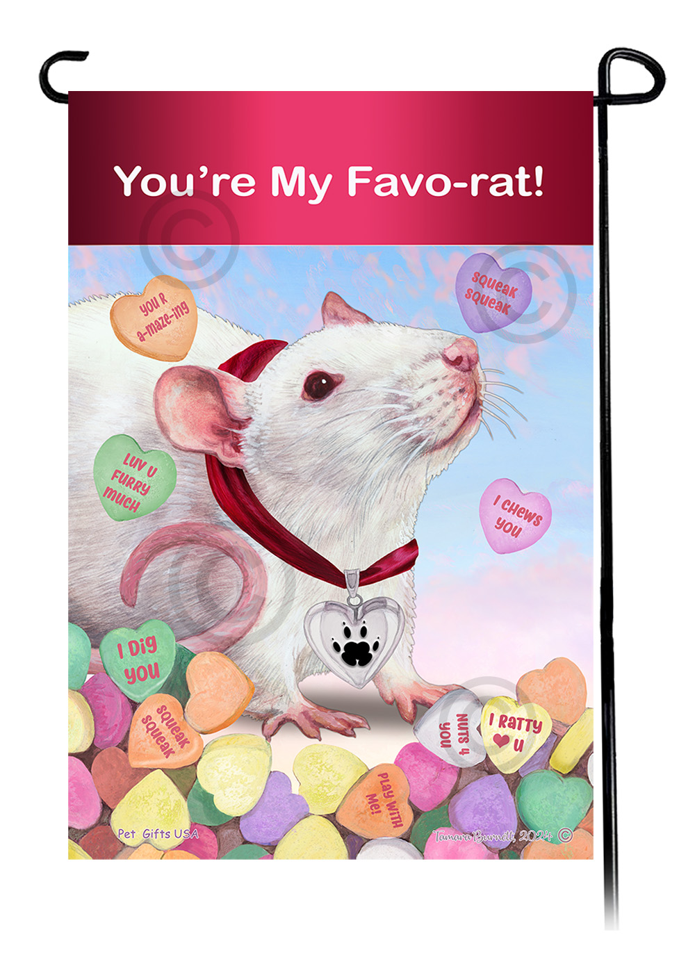 Rat White - Valentine Sweetheart Garden Flag Image