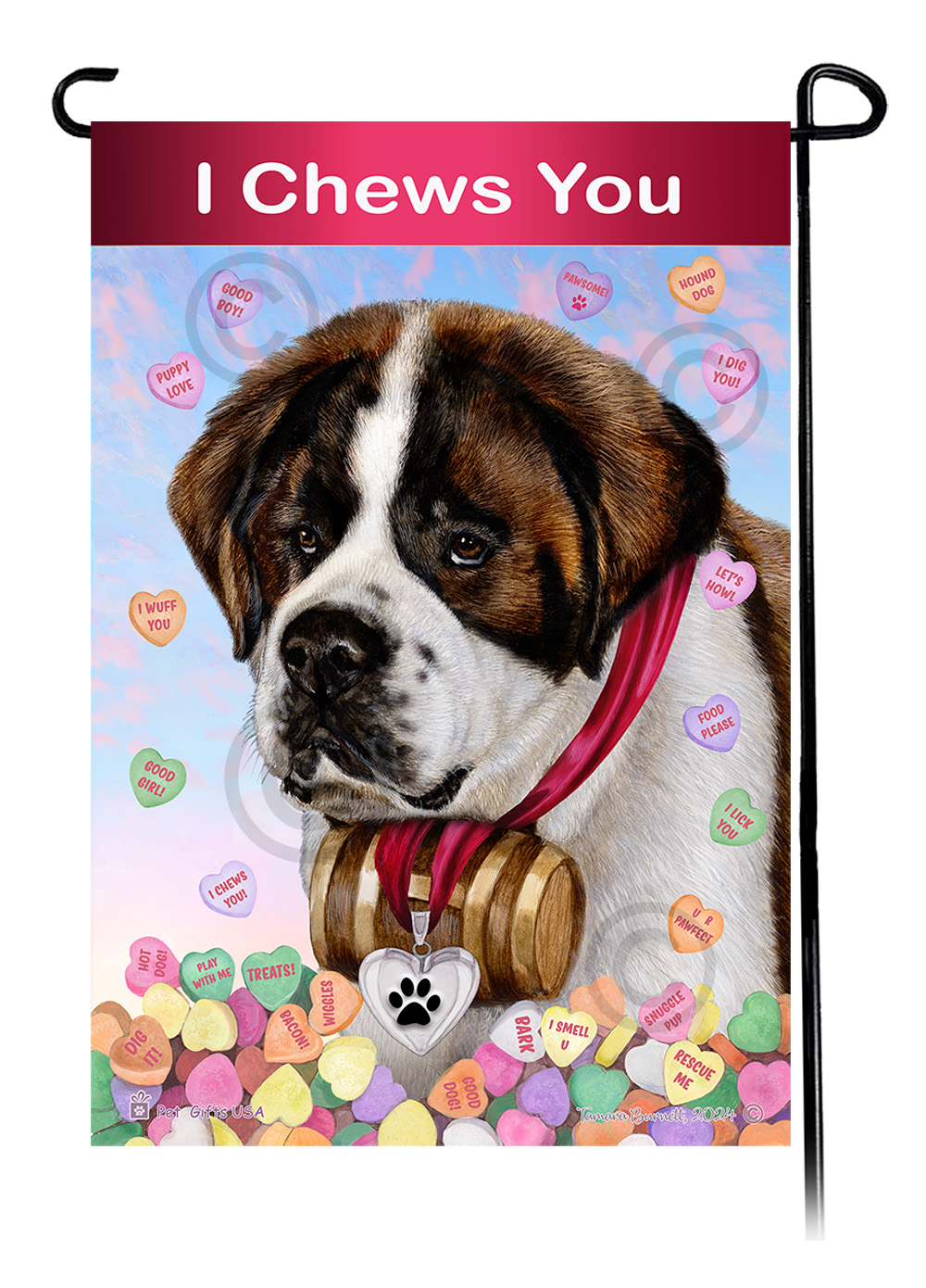 Saint Bernard - Valentine Sweetheart Garden Flag image