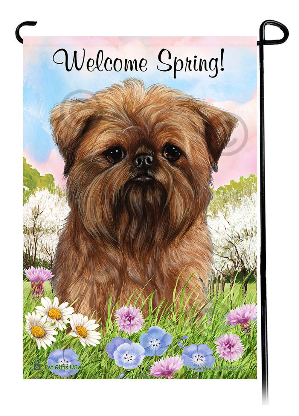 Brussels Griffon - Welcome Spring Garden Flag image