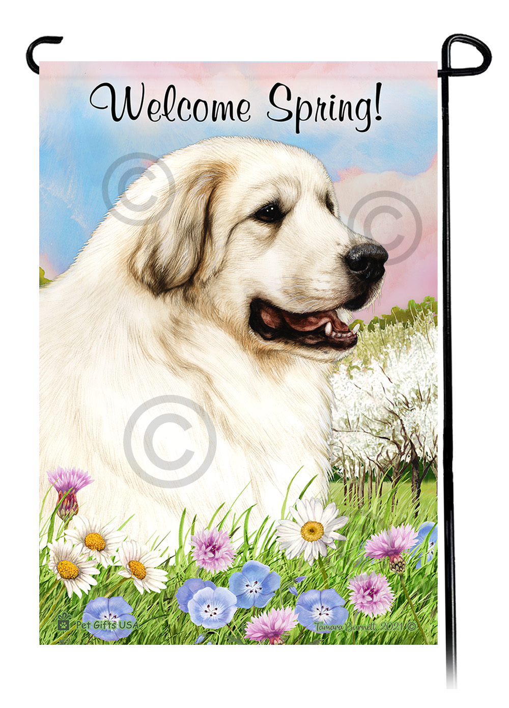 Great Pyrenees - Welcome Spring Garden Flag image