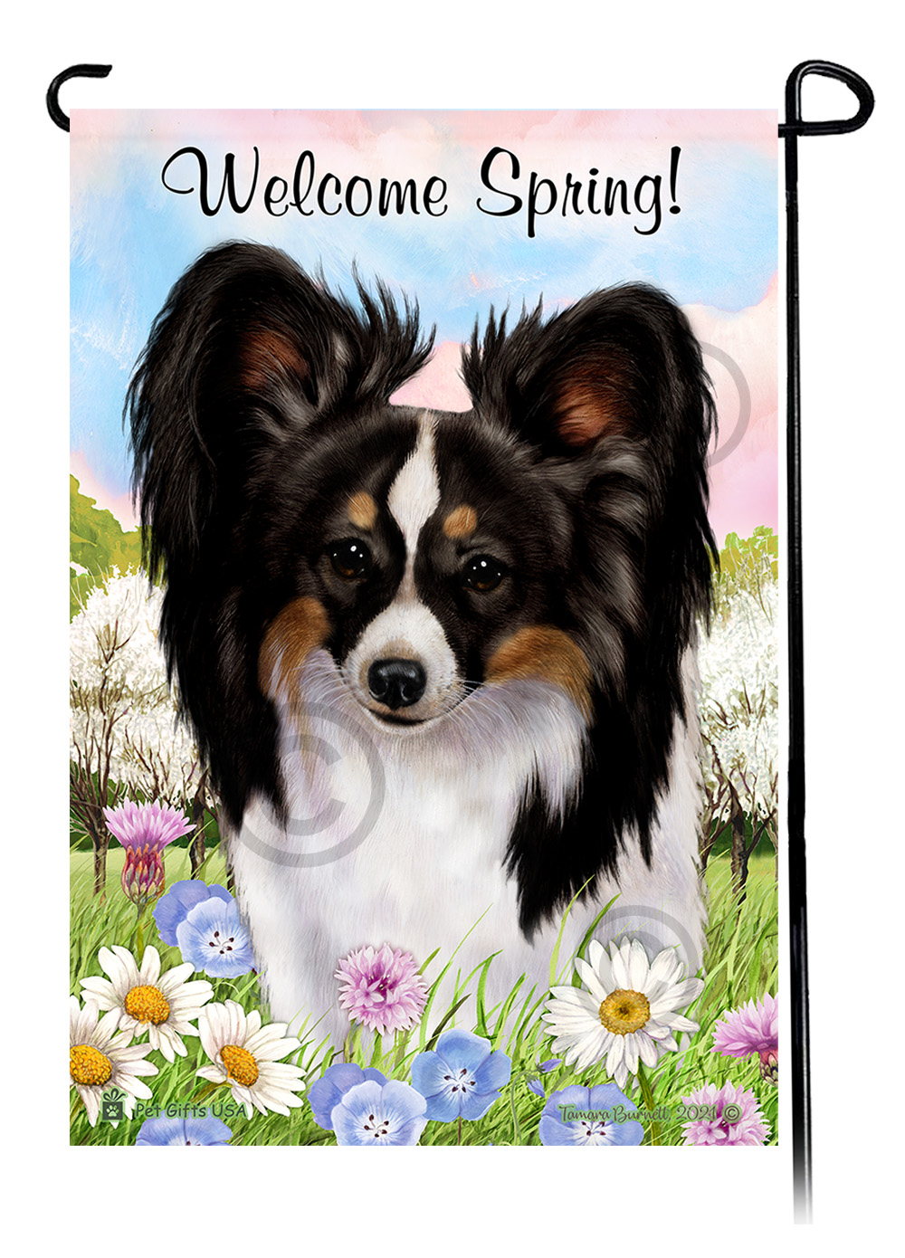 Papillon Tri-Color - Welcome Spring Garden Flag image