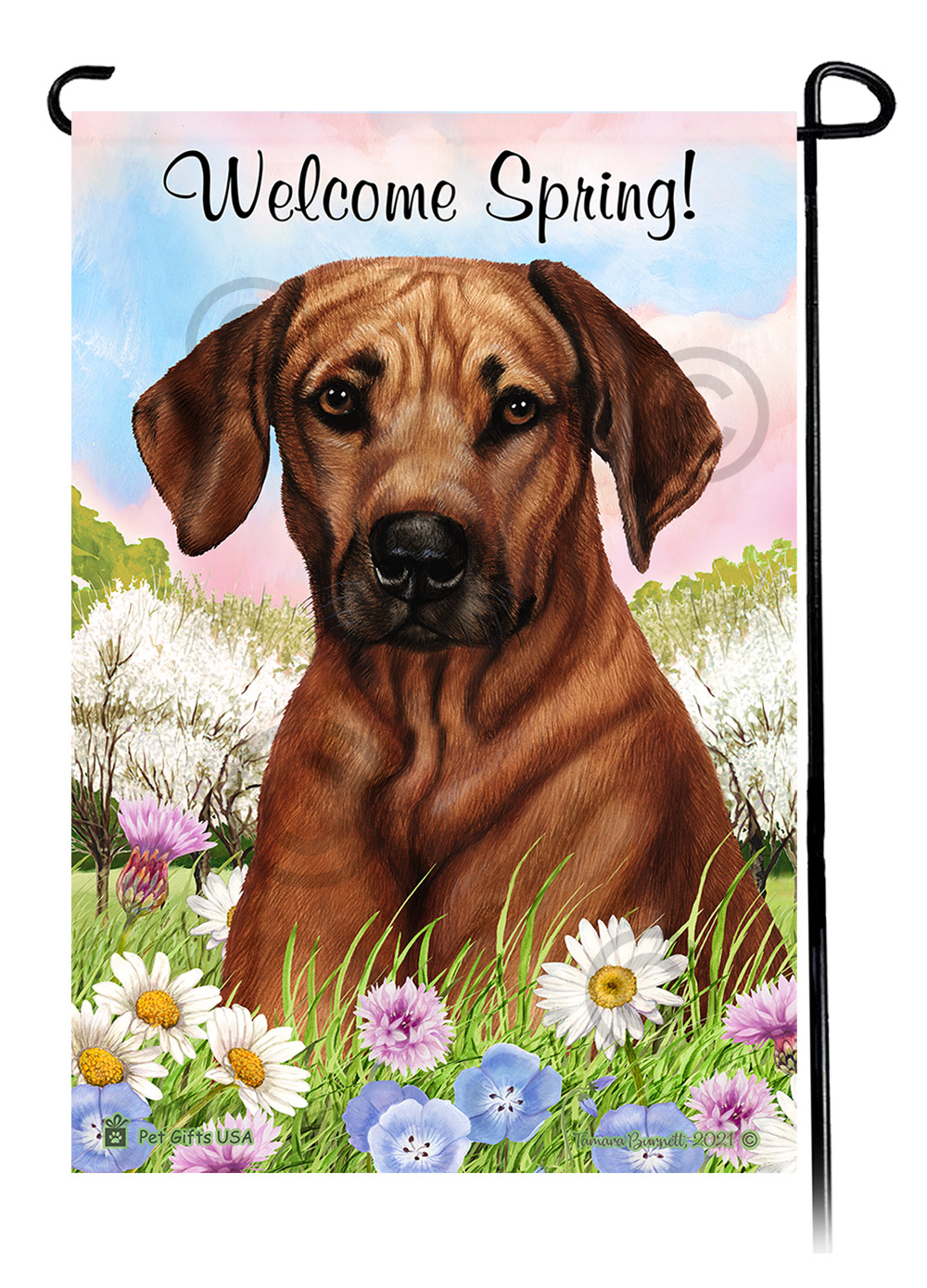 Rhodesian Ridgeback - Welcome Spring Garden Flag image