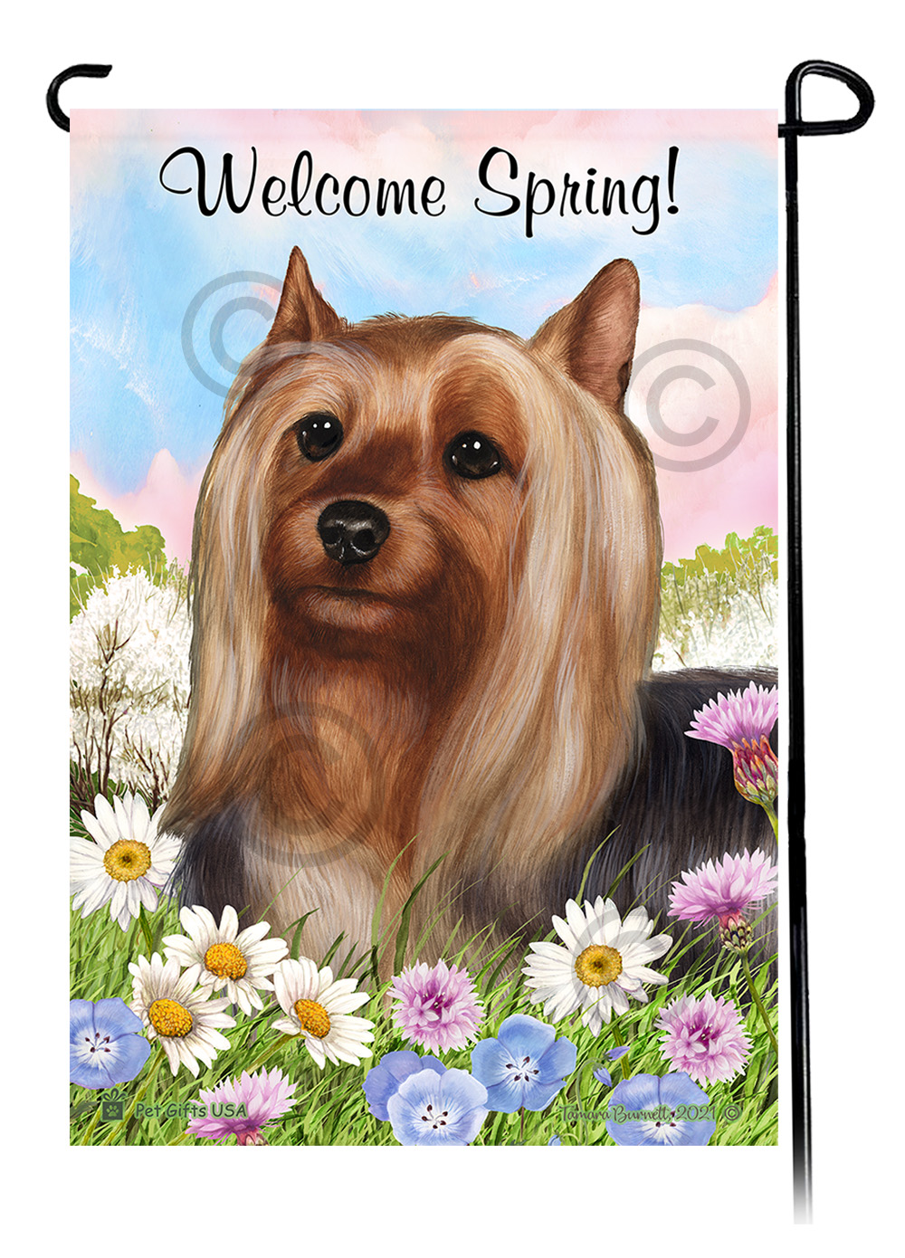 Silky Terrier - Welcome Spring Garden Flag image
