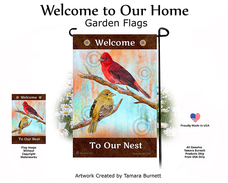 Summer Tanager Welcome To Our Home - Garden Flag image